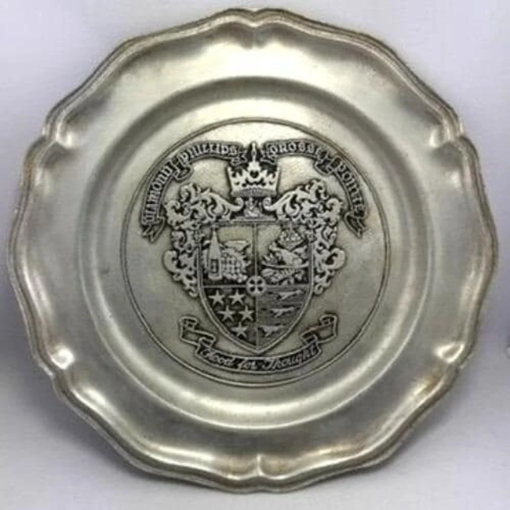 Vintage Pewter Charger Plate Diamond Phillips Old Place Rest Grosse Pointe RWP *